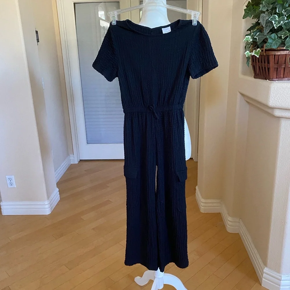 Zara Kids Black Textured Jumpsuit